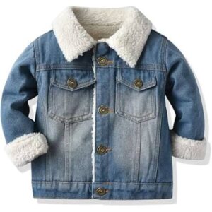 Boys Classic Denim Jacket with Soft Fleece Collar