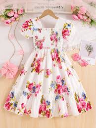 Girls Cute Floral Cotton Summer Dress