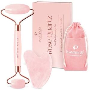 Premium Rose Quartz Gua Sha & Roller Set