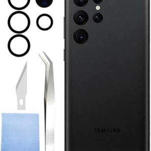 Rear Back Glass Cover Panel Replacement for Samsung Galaxy S22 Ultra 5G (Phantom Black)