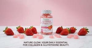 Nature Glow Glutathione Collagen Glow Gummies bottle strawberry flavor
