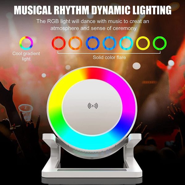 Product-01-Multifunctional Four-in-one Small Night Lamp RGB Bluetooth Speaker Mobile Phone Holder 15W Wireless Chargi