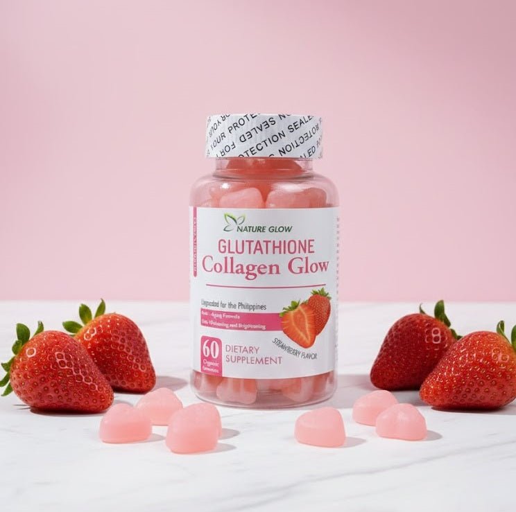 Nature Glow Glutathione Collagen Glow Gummies bottle strawberry flavor